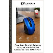 Premium Günlük Çalışma Kolaylık Mouse Optik Kablosuz Fare Tm08 Mavi