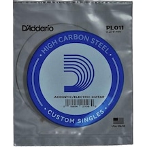 D'addario Pl011 Plain Steel Elektro Ve Akustik Gitar Tek Teli - .011 Aksesuar Yüksek Karbonlu Çelik, Berrak Tizler, Üstün Mukavemet Ve Hem Elektro Hem Akustik Gitar Uyumu