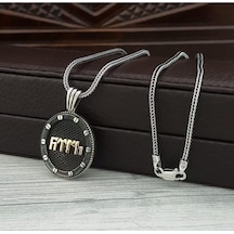 Göktürkçe Türk Yazılı Oval Model Gümüş Erkek Kolye