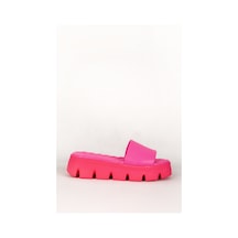 Dericlub 7657 Gerçek Deri Kalın Taban Terlik Fuşya