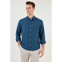 Buratti Pamuklu Regular Fit Tek Cepli Erkek Gömlek Cf24S128229 Indigo