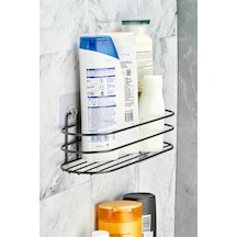 Yapışkanlı Siyah Banyo Düzenleyici Şampuanlık Sabunluk Oval Banyo Duş Organizer Siyah Diğer
