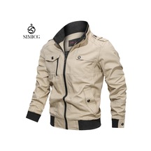 Rahat Dik Yaka Retro Saf Pamuklu Yıkanmış Erkek Ceket Haki