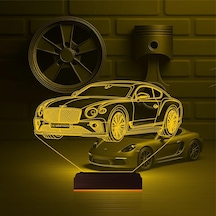 Luvivia Araba Bentley Kişiye Özel 3d Lamba - Masa Gece Lambası Şeffaf