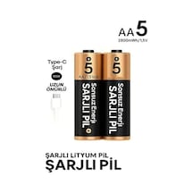 Şarjlı Kalın Kalem Pil Aa Şarj Edilebilir Pil 1.5v 2800mwh Lityum-ion Kalın Pil Aa 5 Type-c Şarjlı Aa, Her Paket, 2