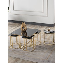 Pelikan 4+1 Siyah Aynalı Temperli Cam Gold Metal Ayak Takım Sehpa Sedaş Living Units Sehpa Pelikan 4+1 Siyah Aynalı Temperli Cam Gold Metal Ayak Takım Sehpa Sedaş Living Units Sehpa
