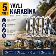 5 Adet M4 Yaylı Karabina Kanca Seti, Paslanmaz Çelik Karabina Klips, Kamp Çadır Çanta Anahtarlık Askı Kancası