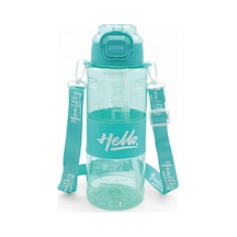Hello Pipetli Suluk - Günlük Spor Su Şişesi - Renkli Boyun Askılı Okul Çocuk Suluğu 800 Ml Turkuaz