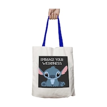 Art Hediye Mavi Kulplu Embrace Your Weirdness Lilo And Stitch Yıkanabilir Omuz Çanta Çok Renkli