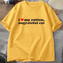 Flood Of Style Ben Çürümüş Rotten Kedi T-shirt Erkek Giysileri Seviyorum Komik Sevimli Meme Kedi T Shirt Yaz Sarı