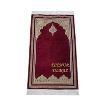 İsme Özel Nakışlı Hediyelik Şönil Namazlık İsimli Seccade Bordo Bordo