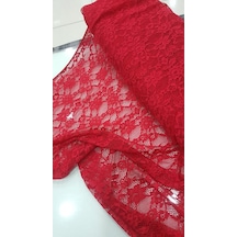 Kordene Kırmızı Abiyelik ,Elbiselik Dantel Kumaş