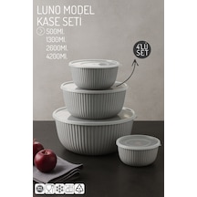 Luno Model 4 Lü Kapaklı Kase Seti 500/1300/2600/4200ml - Saklama Kabı Seti Gri