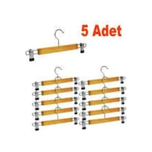 5 Adet Ahşap Askılık Mandallı Etek Askısı Elbise Askısı Ahşap Kahverengi Tr Diğer