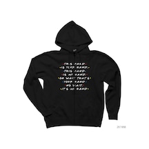 Friends Joey List Siyah Fermuarlı Kapşonlu Sweatshirt