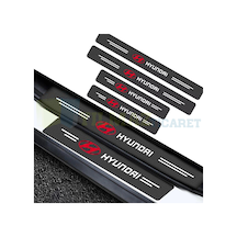 Hyundai Logo Karbon Kapı Eşiği Oto Sticker Etiket 4 Parça