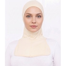 Alivascarf Ninja Bone Boyunluklu Likralı Sporcu Bonesi Kadın Pratik Tesettür Hijab Başörtü Krem