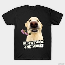 Flood Of Style Harika Olun Ve Gülümseyin Komik Köpek İllüstrasyon Erkekler Kadınlar İçin Tişört %100 Pamuklu Çok Renkli