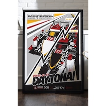 Formula 1 Daytona Siyah Ahşap Çerçeveli Poster, Spor Araba Yarış Duvar Tablosu