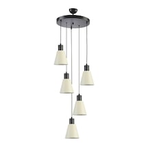 Trend Modern Tasarım Metal Cafe Mutfak Salon Krem Renk 5 Li Avize Diğer