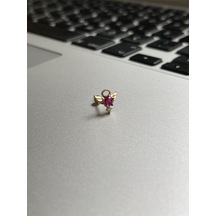 316 L Cerrahi Çelik Dudak Kıkırdak Helix Tragus Piercingi Melek Detaylı Piercing Mor