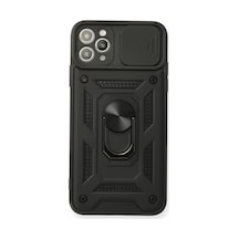 Newface Apple İphone 11 Pro Max Kılıf Pars Lens Yüzüklü Silikon - Siyah