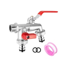 Çift Çıkış Musluğu, 1/2 İnç Ve 3/4 İnç Küresel Vana, Pirinçten Ekru