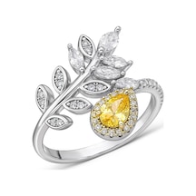 Servi 925 Ayar Gümüş Golden Leaf Yüzük-35