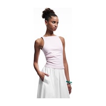 Koton Kare Yaka Kolsuz Dar Kesim Basic Drapeli Bluz Pembe 5sal30363ık Gül