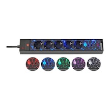Brennenstuhl Oyuncu Serisi 5 Renk Led Aydınlatmalı Ve Renk Değiştirme Modlu 2 Usb Li 5 Soketli 1.5 Metre Priz