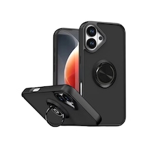 Apple Uyumlu iPhone 17 Montreal Yüzüklü Silikon Kapak Siyah