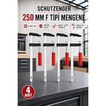 4 Adet 250mm F Tipi Mengene Ahşap Çelik Mobilya Mengenesi Kıskaç İşkence 4 Lü Set 250-f4