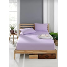 Totem Ranforce Pamuklu Lila Yastık Kılıflı Lastikli Çarşaf Takımı