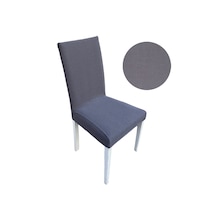 Sandalye Kılıfı Kare Desen Esnek Lastikli Sandalye Örtüsü Füme