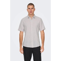 Only & Sons Erkek Onscaıden Slim Fit Kısa Kollu Keten Gömlek 22009885 Lila