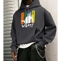 Startmore Tarzsokak Doubtful Cat Handing Knife Prints Casual Warm Hoody Men Trendy Loose Sweatshirts Basic Simple Antrasit