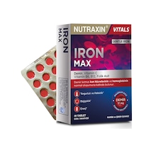 Ayrex Nutraxin Iron Max 30 Tablet Demir, C Vitamini, Folik Asit Ve B12 Vitamini İçeren Takviye