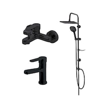 Domino Siyah Banyo,lavabo Bataryası,bold Duş Ünitesi 910530b-971521b-971511b