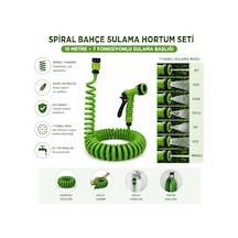 15 Metre Spiral Bahçe Sulama Hortumu Seti, 7 Fonksiyonlu Sprey Tabancalı Uzayabilir Kompakt Hortum, Pratik Bahçe Hortumu, Araç Yıkama Balkon Çiçek Sulama Hortumu 15 Metre Fıskiye Seti
