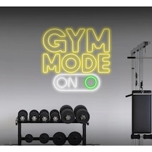 Gym Mode On Yazılı Ve Şekilli Neon Tabela Sarı