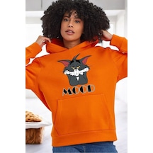 Uyguntarz Mood Baskılı Unisex Oversize Sweatshirt Turuncu
