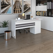 Kenzlife Ofis Masası Kamikaze Byz Sol 75 170 80 Raflı Dolap Şeritli Bilgisayar Çalışma Masası Beyaz