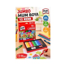Jumbo Üçgen Mum Boya 12 Li 1 Paket Pritt 12 Renk Üçgen Mumboya Elleri Kirletmeyen Yıkanabilir Silinebilir Karton Kutu Çok Renkli