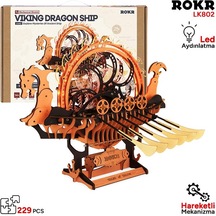 Rokr Lk802 Viking Gemisi Viking Dragon Ship Dıy Minyatür Maket Model Seti Ahşap 3d Wooden Puzzle 3d Model Kit Detaylı Dekoratif Hobi Seti Ahşap Maket
