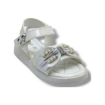 Butiqe 1809-26 Simli Boncuk Taşli Anatomik Kız Çocuk Sandalet 26-30 Beyaz