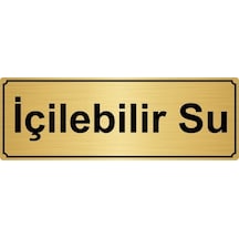 Altın Renk Metal İçilebilir Su Yönlendirme Levhası 10cmx20cm