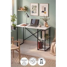 110x50 Cm 2 Raflı Çalışma Masası Bilgisayar Masası Ofis Masası Ders Masası Ümit Beyaz