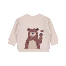 Civil Boys Hey Ayı Baskılı 2-5 Yaş Sweatshirt - Bej Taş Rengi