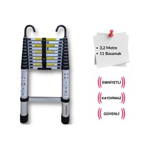 Endokon 320 Cm. - 11 Basamaklı Kancalı Teleskopik Merdiven - I Tipi Uzayan