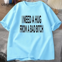 Flood Of Style Ben Kötü Bir T-shirt Erkekler Pamuk Kısa Kollu T Shirt Ummer Baskı Rahat Baskılı Tişört Erkek Mavi